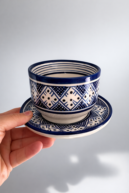 Bols artisanaux bleu et blanc
