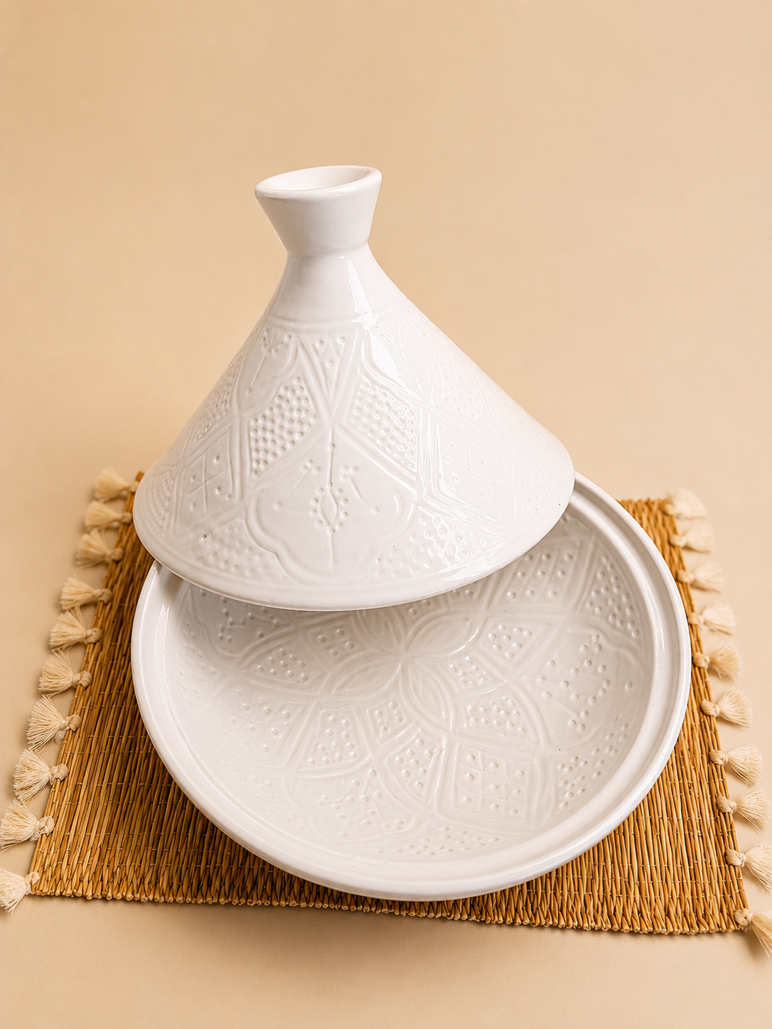 Tagine blanc de présentation – 30 cm 🤍