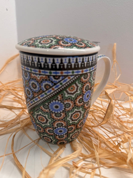 Mug Zellig Premium avec Infuseur & Couvercle Assorti