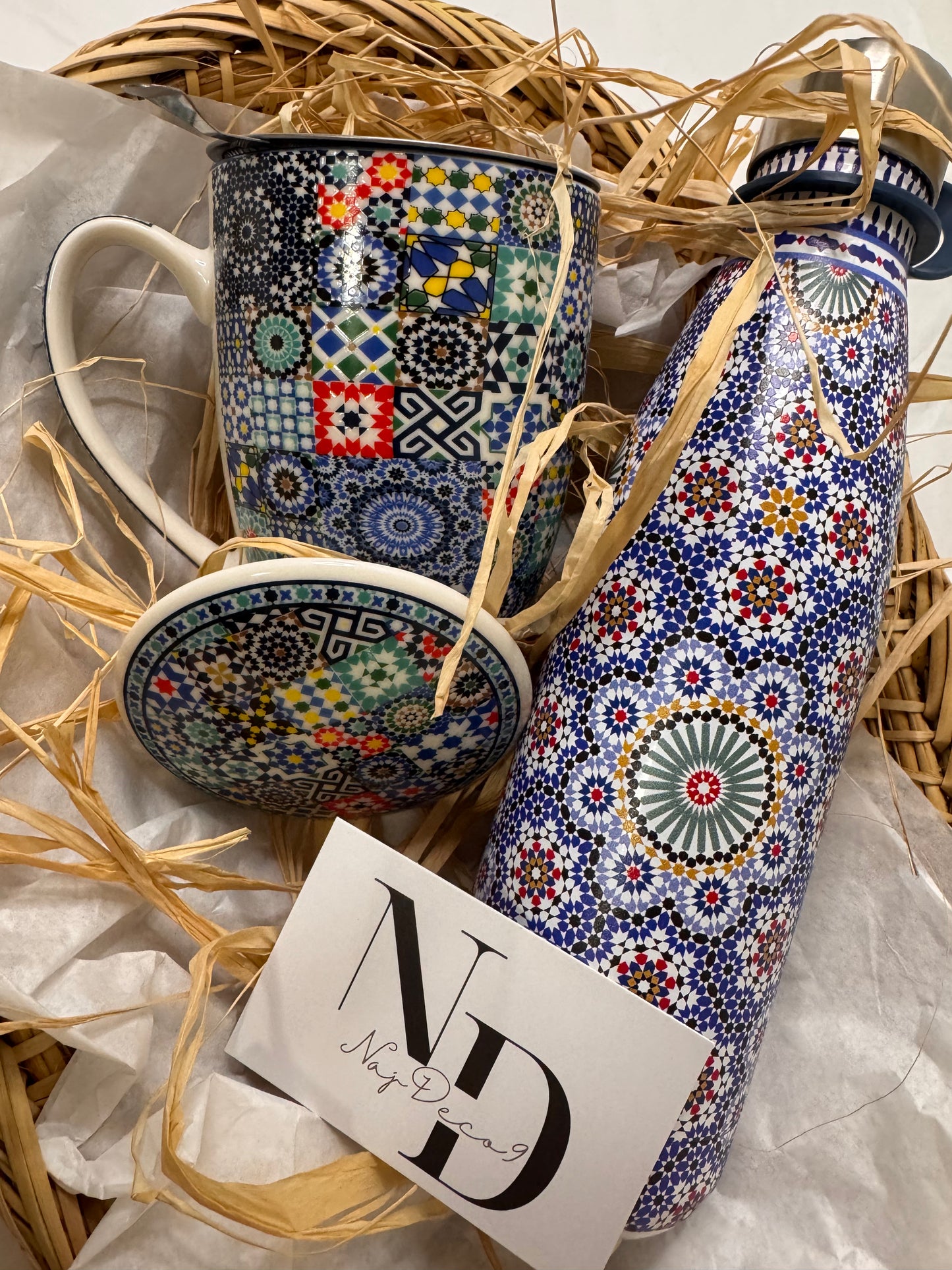 Panier Spécial Zellige – Tasse & Gourde Artisanales