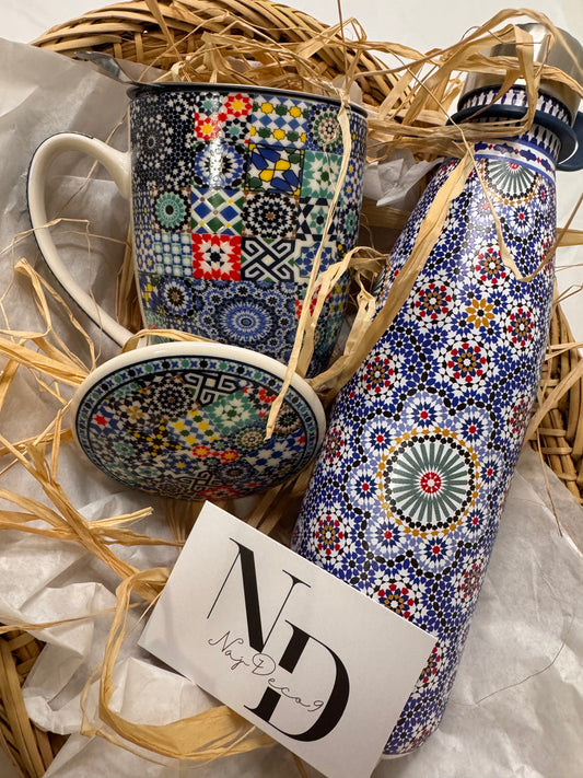 Panier Spécial Zellige – Tasse & Gourde Artisanales