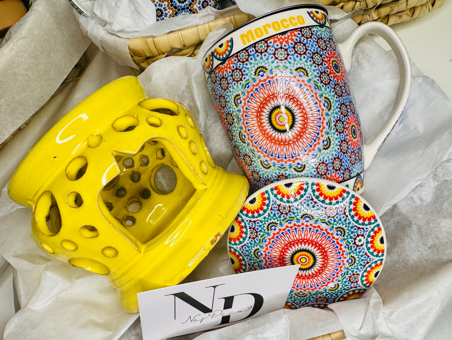 Panier garni artisanal – Tasse Zellige & Brûleur