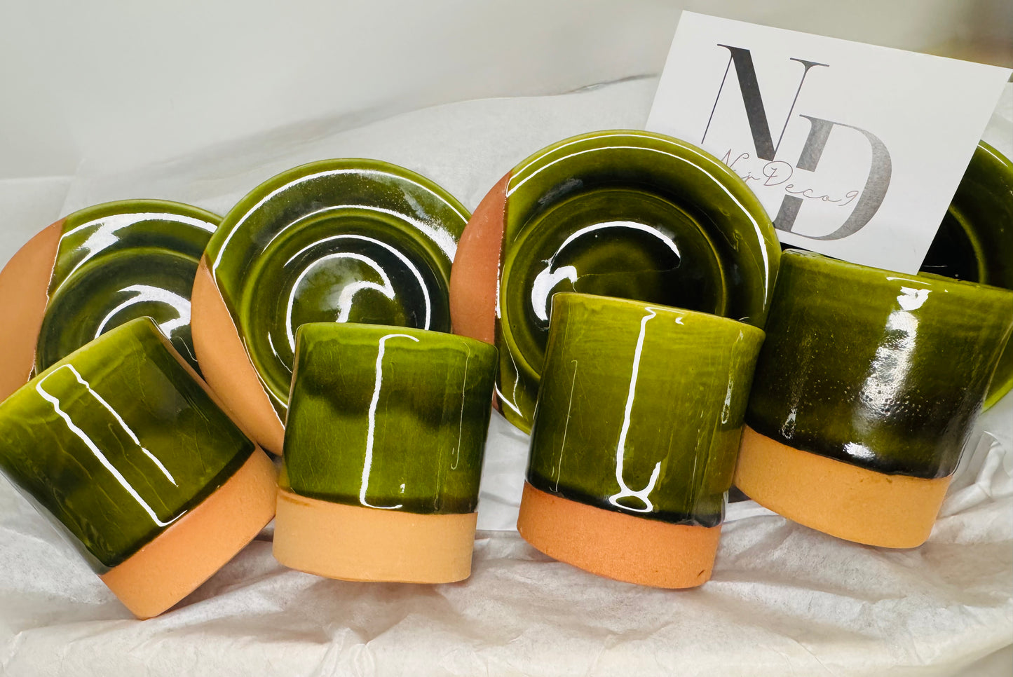 Panier garni artisanal – Set de 4 tasses expresso & sous-tasses