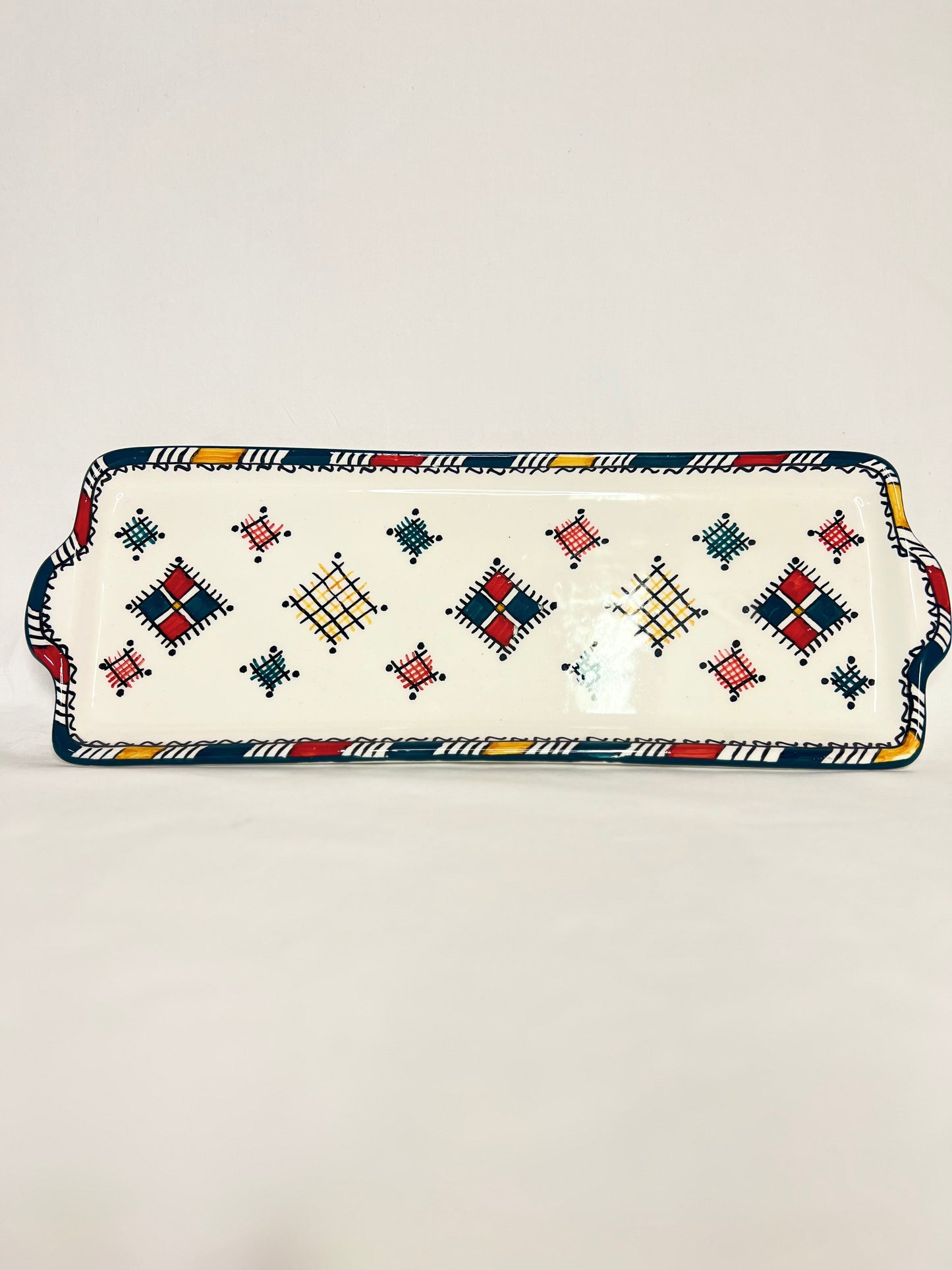 Assiette rectangulaire berbère – Artisanat de Fès