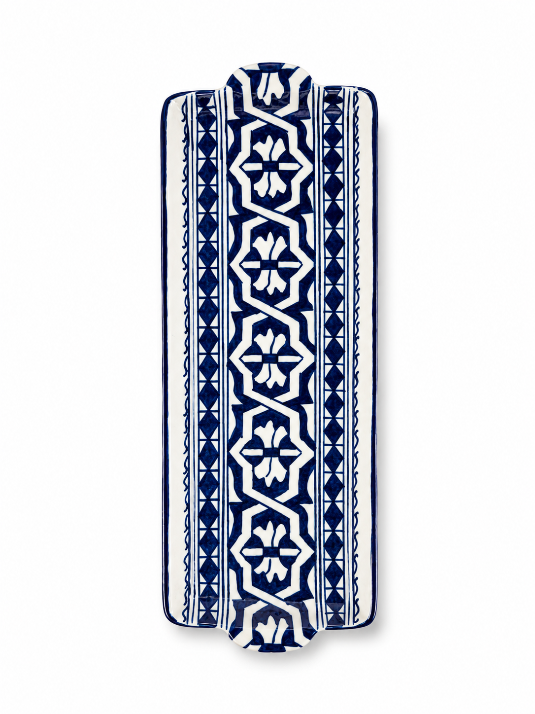 Assiette Rectangulaire Blanc & Bleu Artisanale