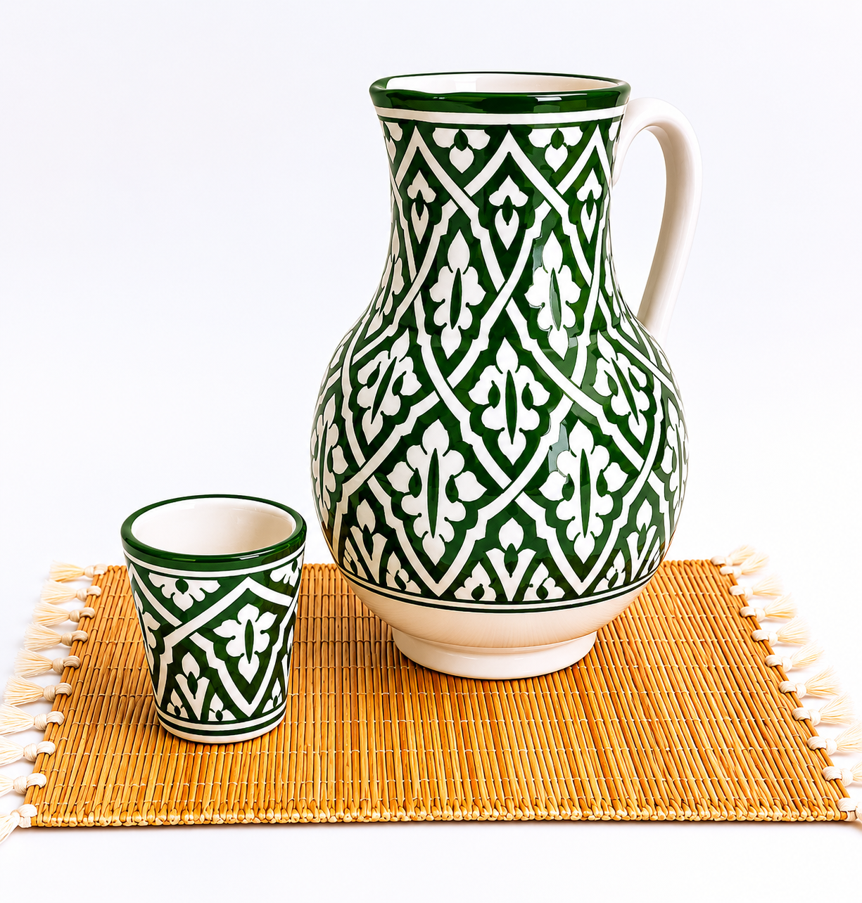 Carafe artisanale blanche & verte 3L ✨