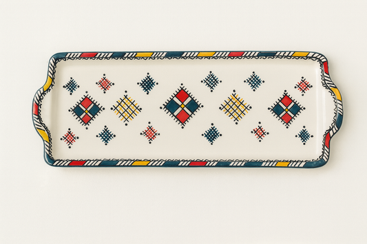 Assiette rectangulaire berbère – Artisanat de Fès