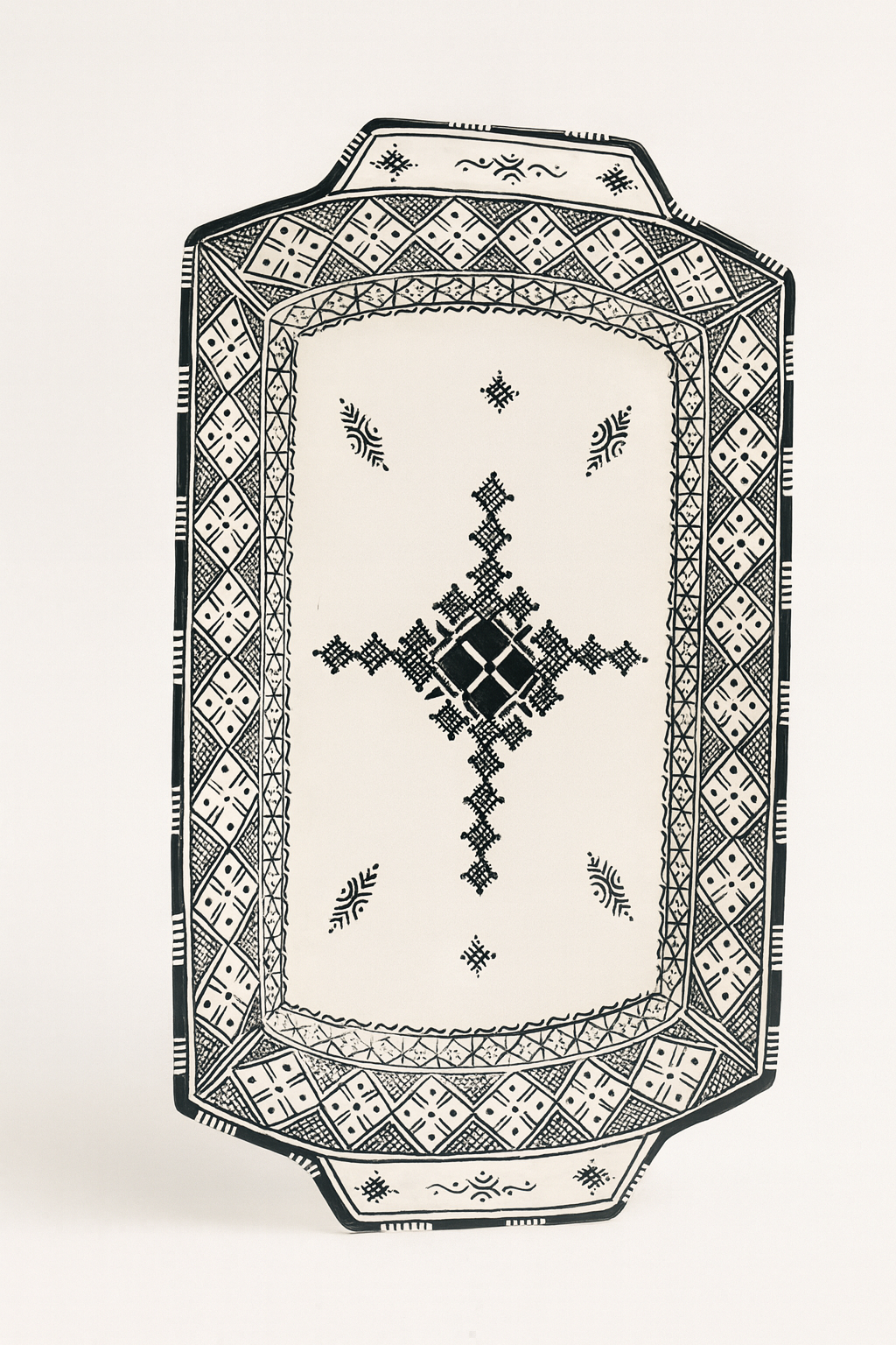 Grande Assiette Artisanale Noir & Blanc