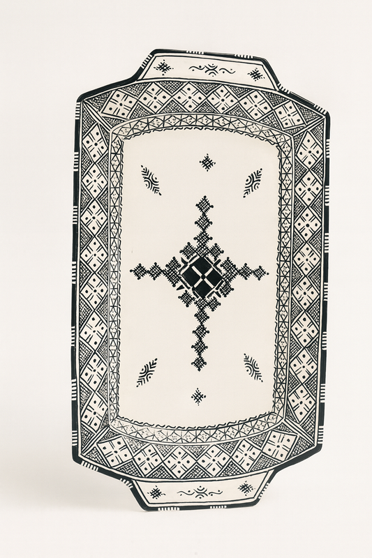 Grande Assiette Artisanale Noir & Blanc