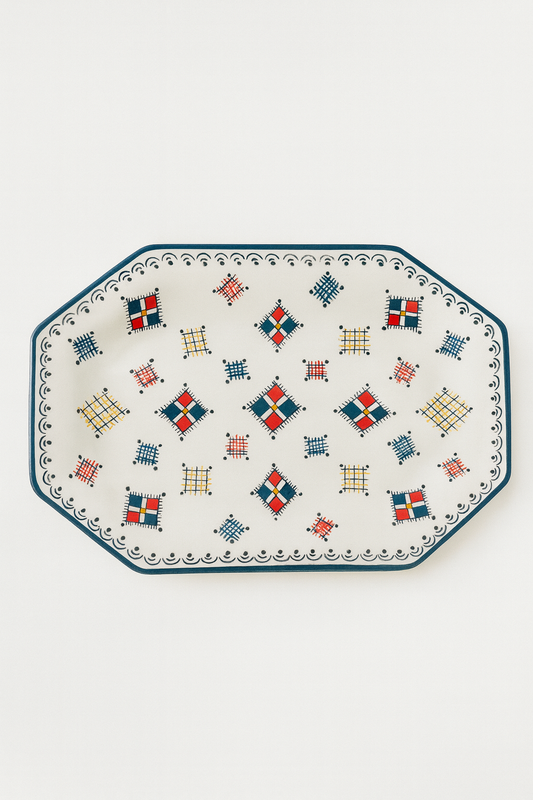 Assiette artisanale à motifs berbères