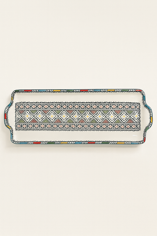 Assiette rectangulaire artisanale – Motifs Fès