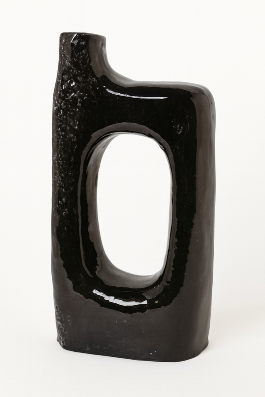 Vase artisanal noir sculptural