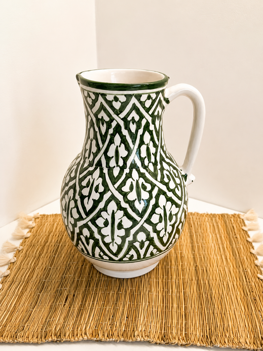 Carafe artisanale blanche & verte 3L ✨