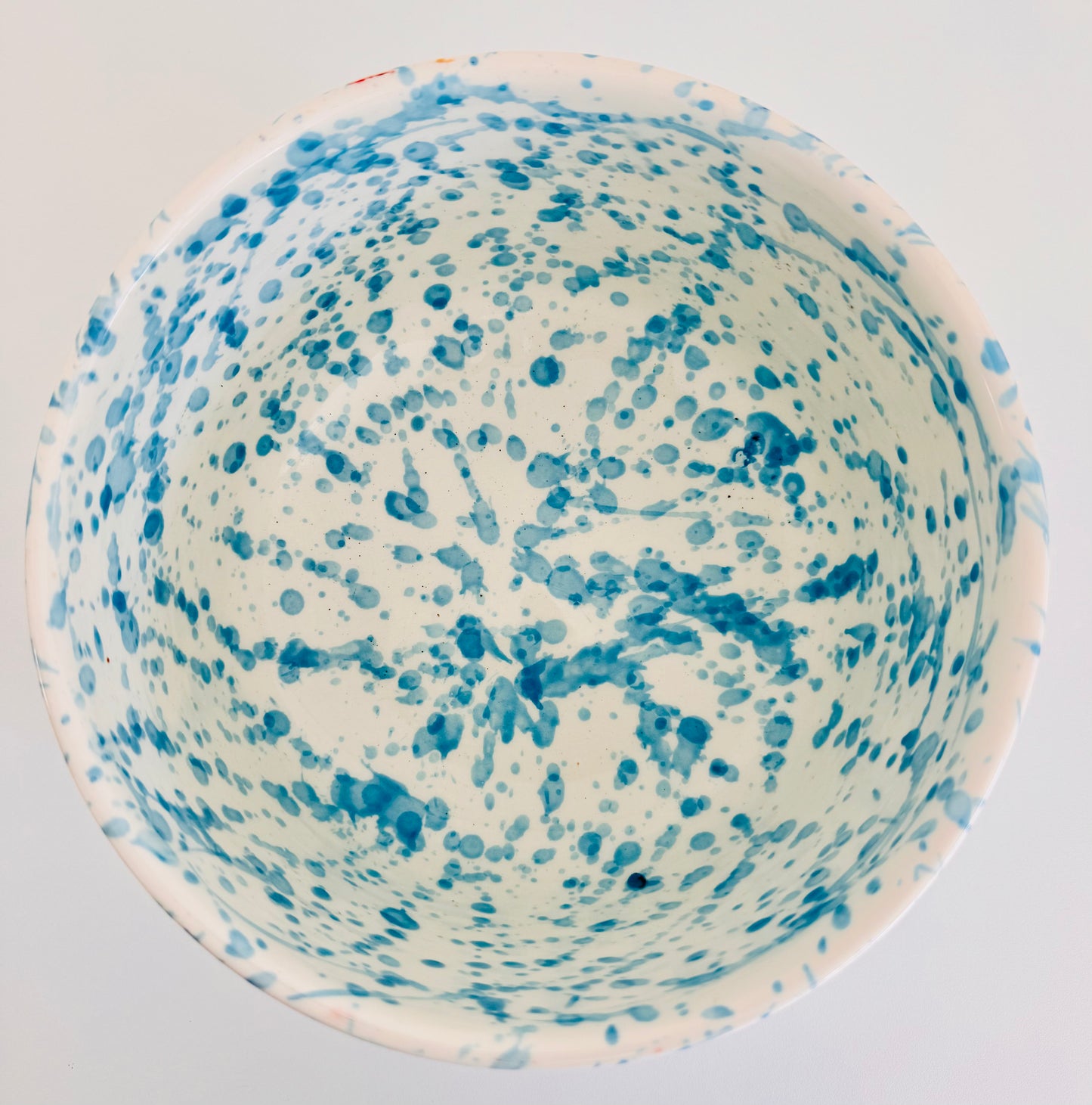 Saladier Blanc Tacheté Bleu