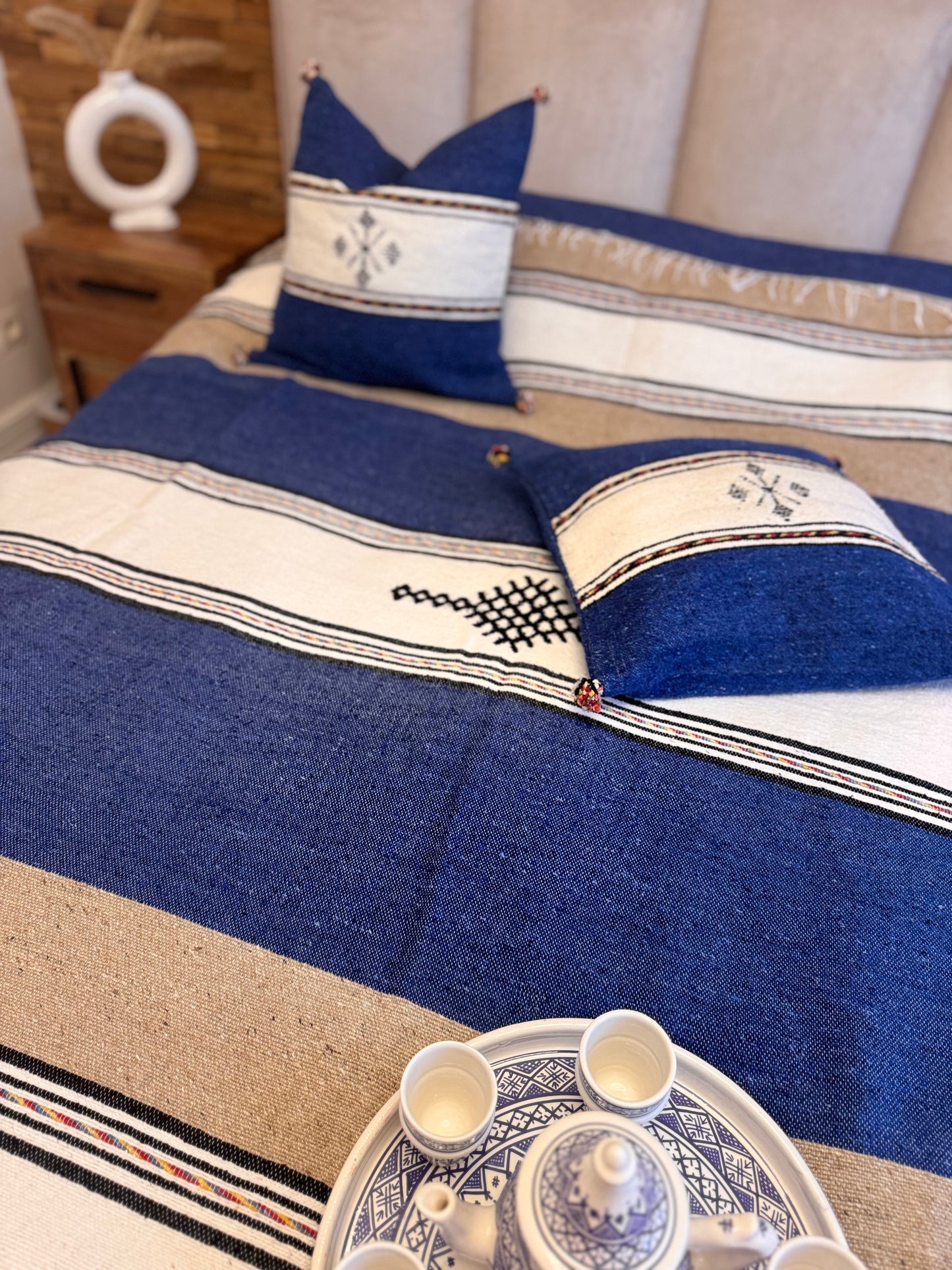 Plaid artisanal en coton naturel