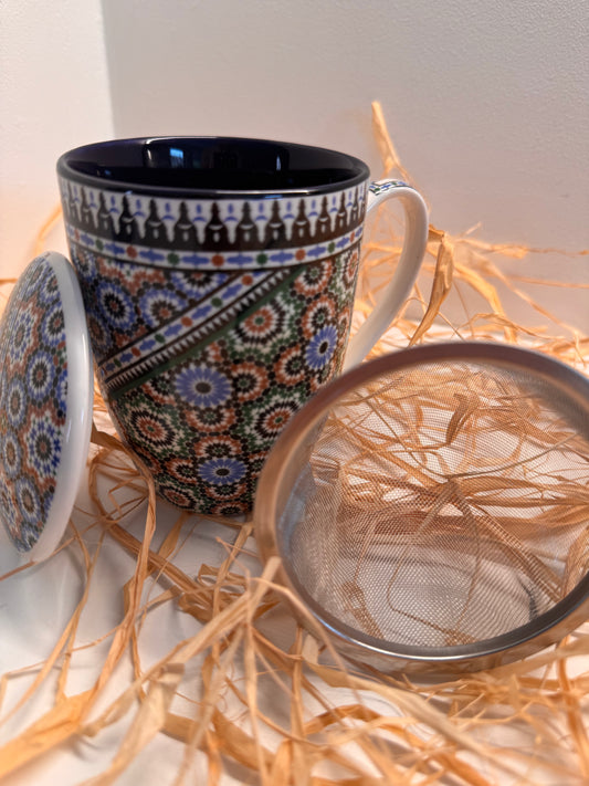 Mug Zellig Premium avec Infuseur & Couvercle Assorti