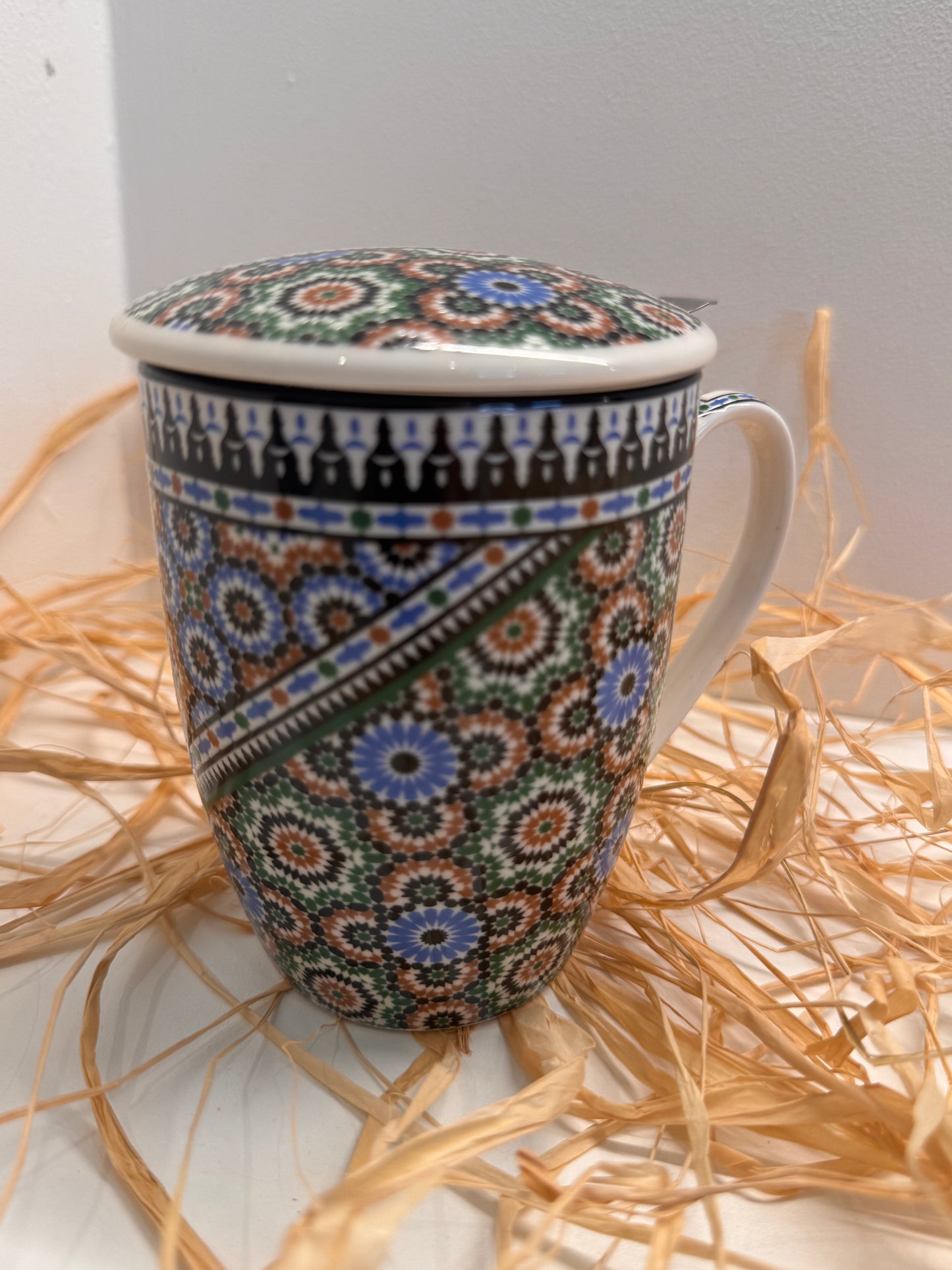 Mug Zellig Premium avec Infuseur & Couvercle Assorti