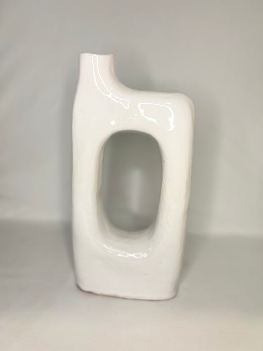 🤍 Vase sculptural blanc – Artisanat marocain
